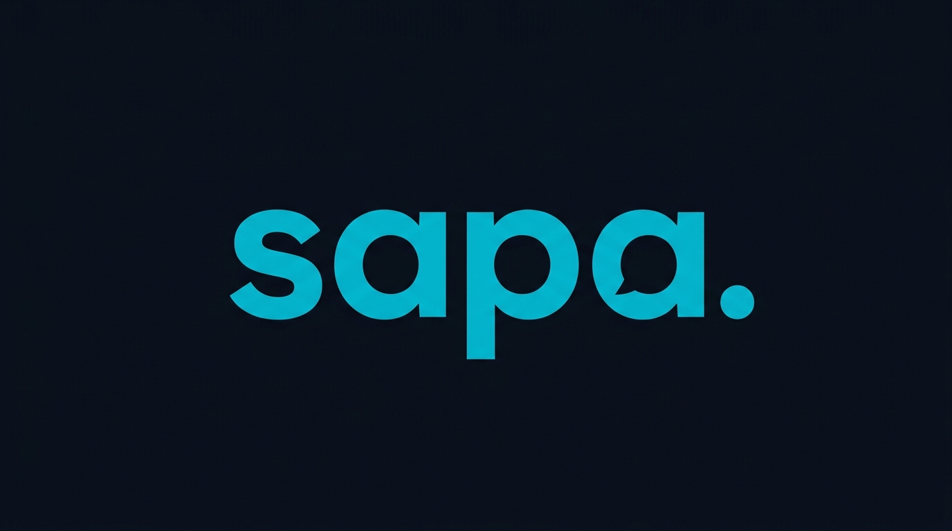 Logo Sapa — tulisan “sapa.” berwarna biru toska dengan gelembung obrolan di dalam huruf a